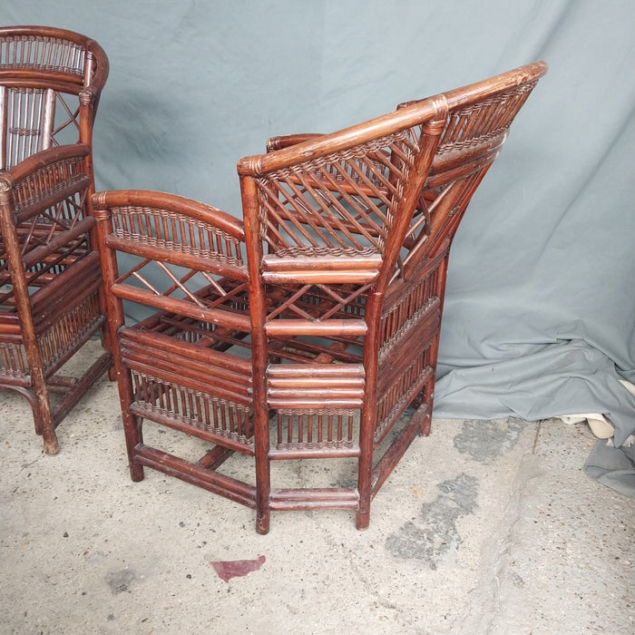 PAIR OF BAMBOO ARM CHAIRS
