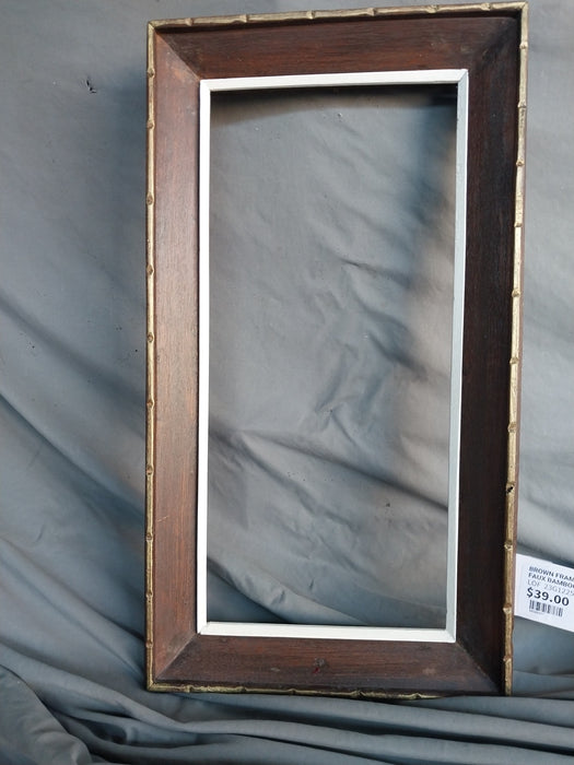 BROWN FRAME WITH GILT FAUX BAMBOO TRIM