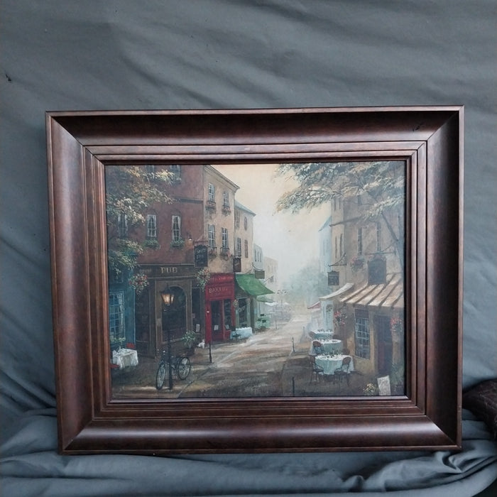 FRENCH STREET SCENE GICLEE IN BROWN FRAME