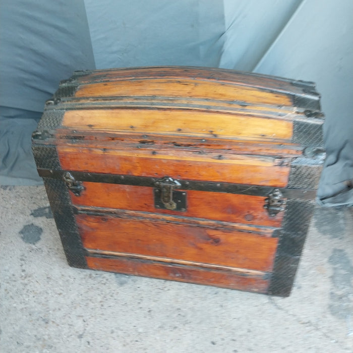 PINE AND METAL DOME TOP TRUNK
