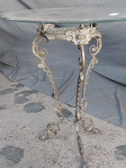 BRASS AND GLASS SIDE TABLE