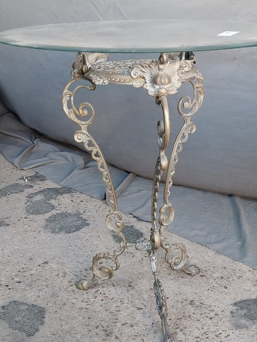 BRASS AND GLASS SIDE TABLE