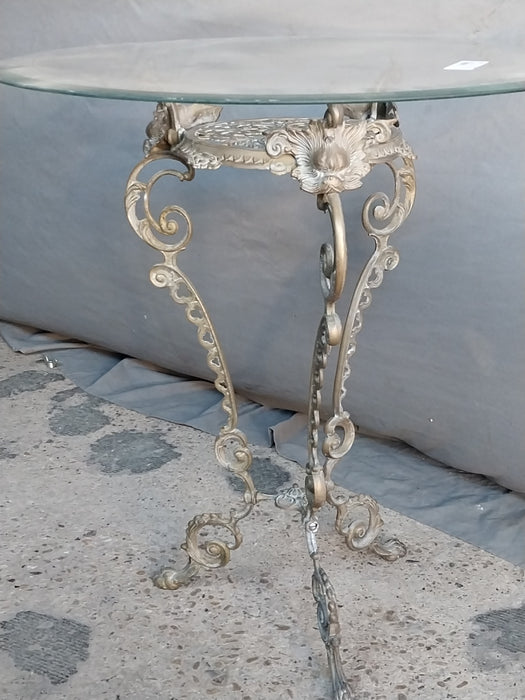 BRASS AND GLASS SIDE TABLE