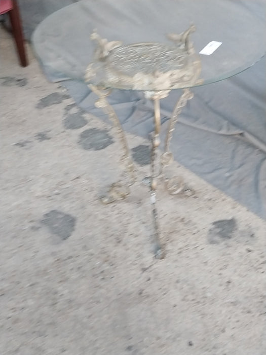 BRASS AND GLASS SIDE TABLE
