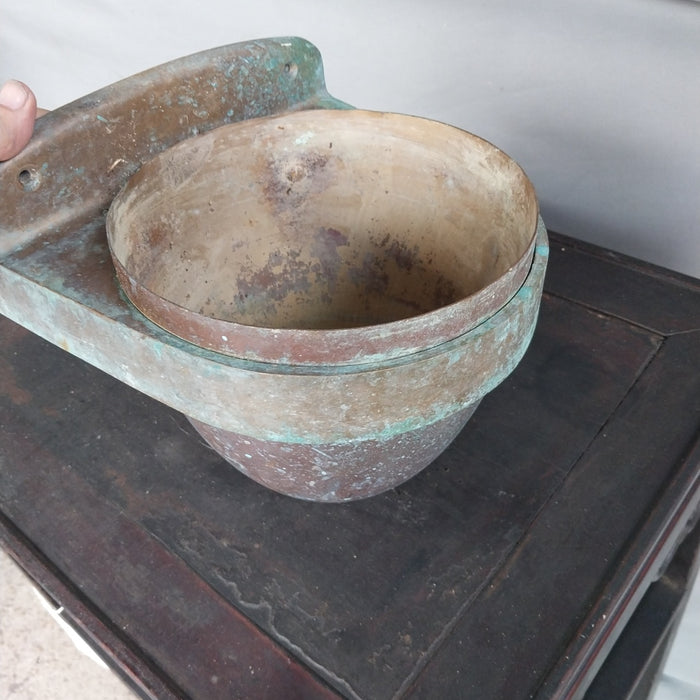 LARGE COPPER AND BRASS WALL ASHTRAY OR PLANTER