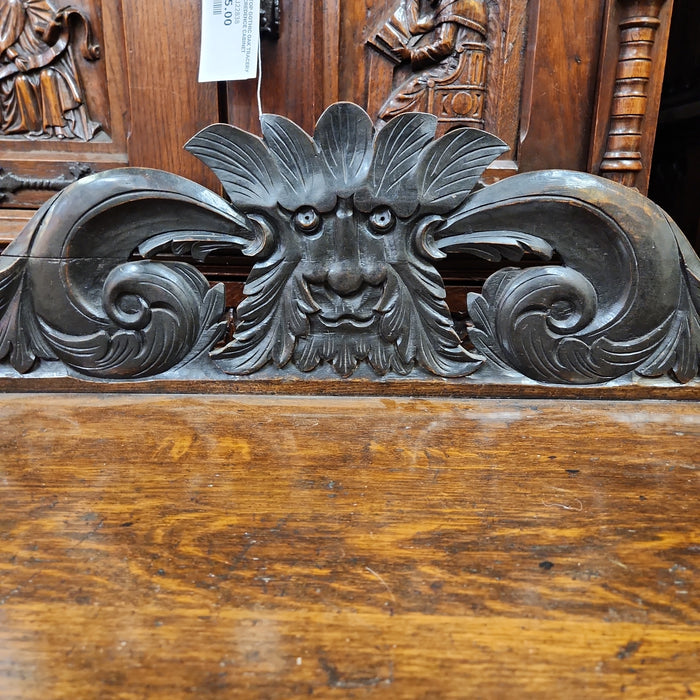 ENGLISH DARK OAK CARVED CONSOLE TABLE