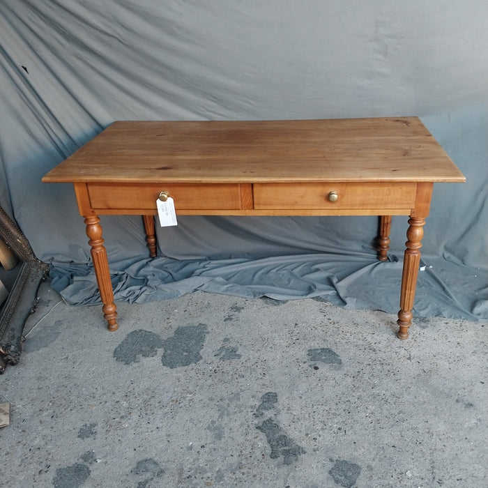 LOUIS PHILIPE CHERRY FRENCH LIBRARY TABLE W/ 2 DRAWERS
