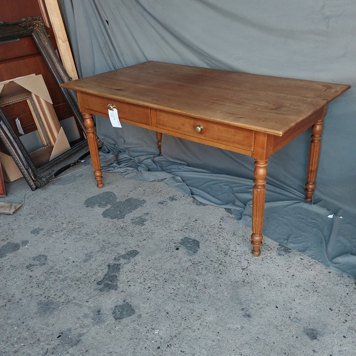 LOUIS PHILIPE CHERRY FRENCH LIBRARY TABLE W/ 2 DRAWERS