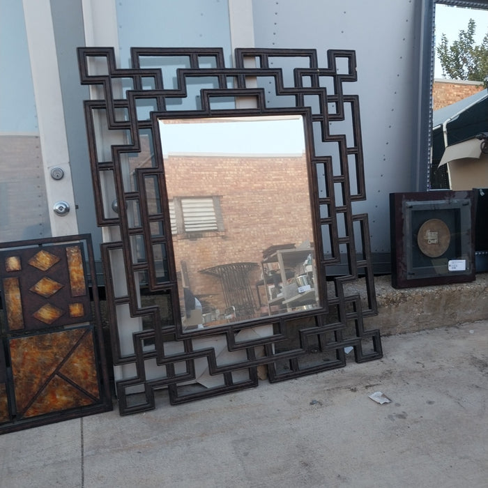 HUGE ASIAN GEOMETRIC WALL MIRROR, NOT OLD