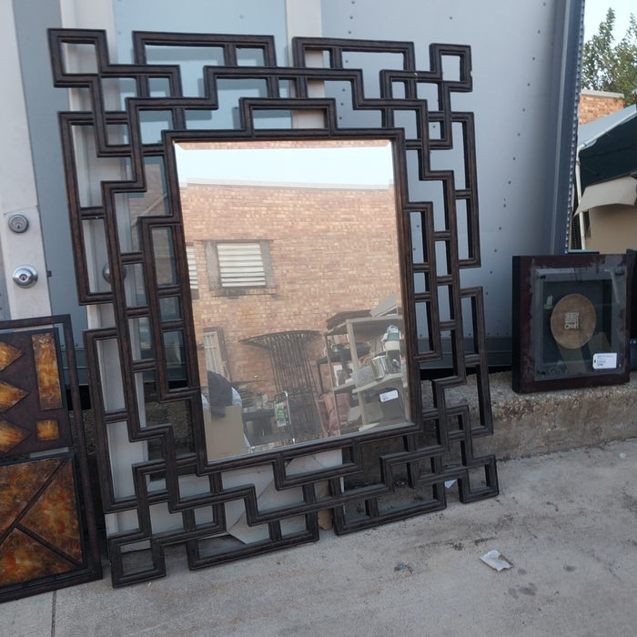 HUGE ASIAN GEOMETRIC WALL MIRROR, NOT OLD