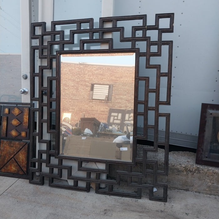 HUGE ASIAN GEOMETRIC WALL MIRROR, NOT OLD