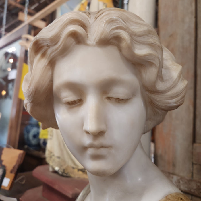 SIGNED ALABASTER LADY BUST