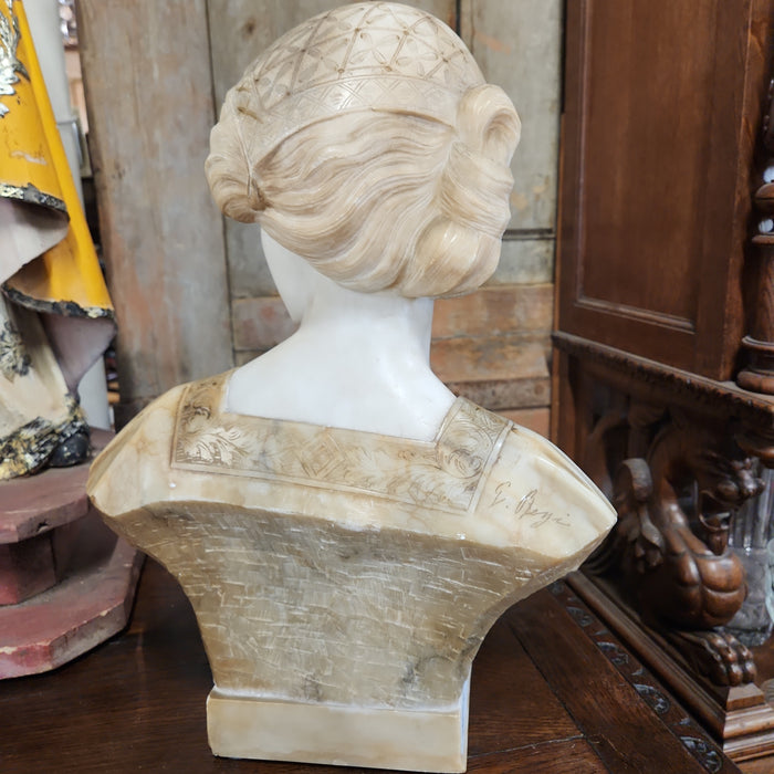 SIGNED ALABASTER LADY BUST