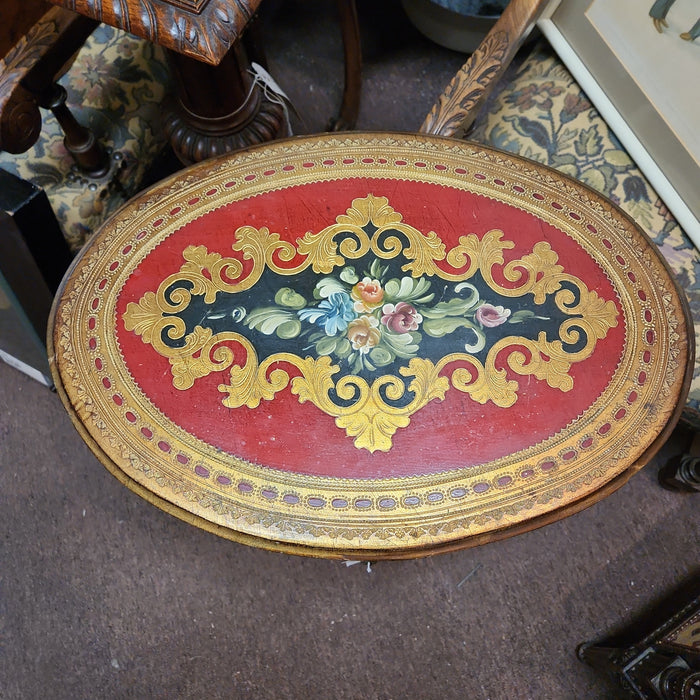 OVAL RED AND GOLD FLORENTINE CHEST