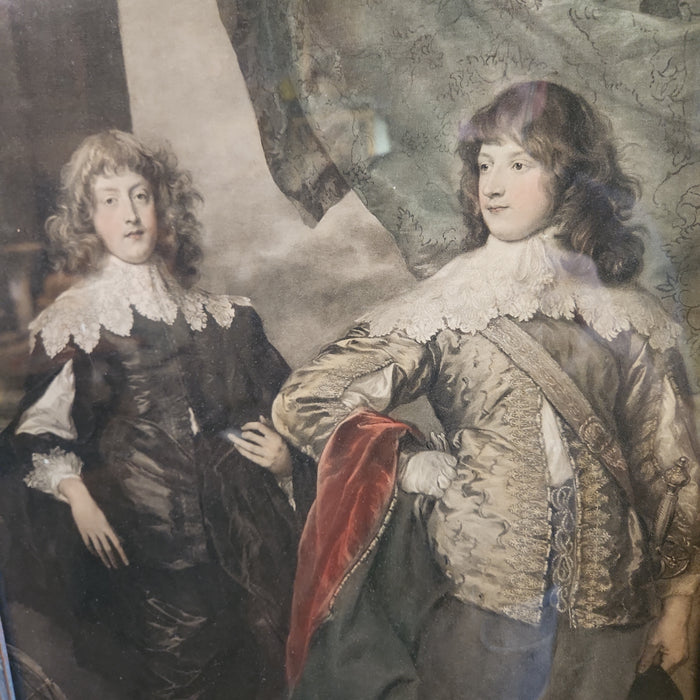EDWARD V AND RICHARD "DUKE OF YORK" TINTED LITOGRAPH IN GRAY ORNATE FRAME