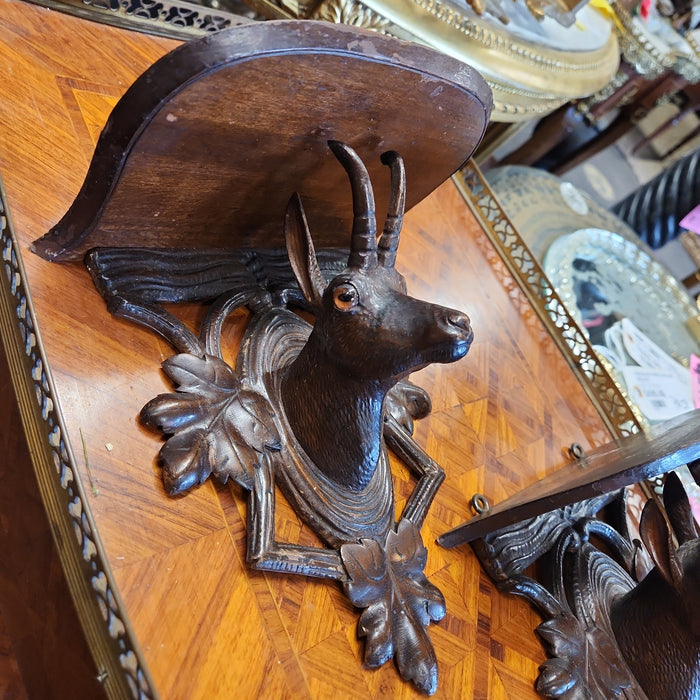 PAIR BLACK FOREST ANTELOPE SHELVES