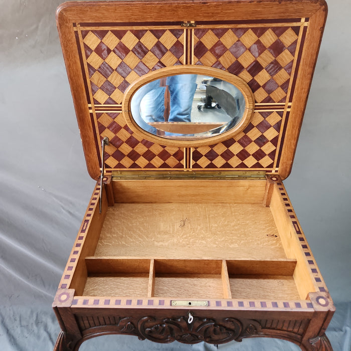 LIFT TOP LOUIS XV PARQUET OAK WORK TABLE