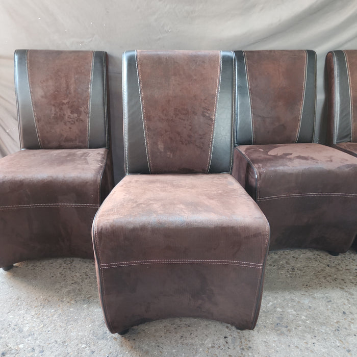 SET OF BROWN DECO UPHOLSTERED CHAIRS
