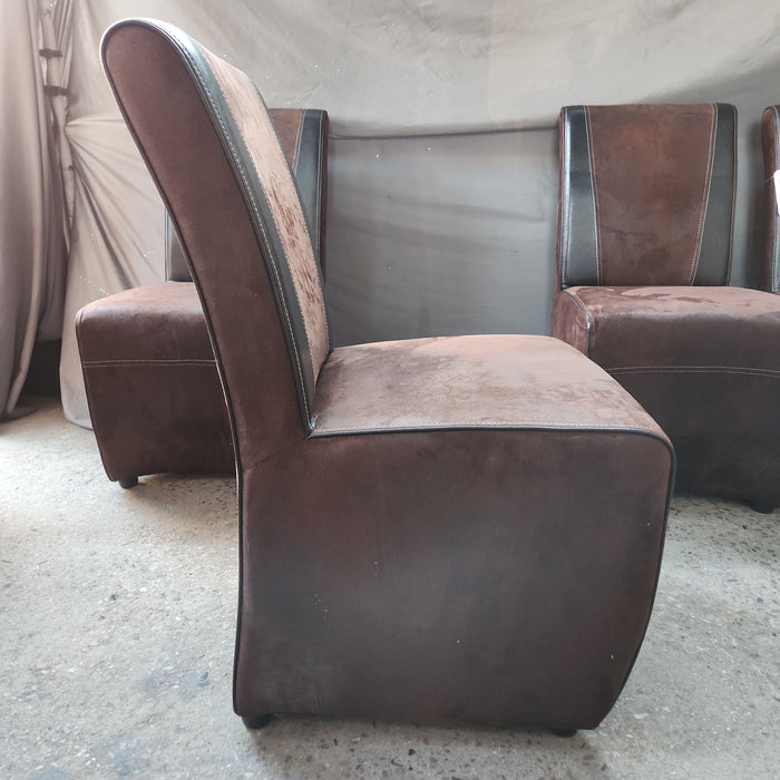 SET OF BROWN DECO UPHOLSTERED CHAIRS