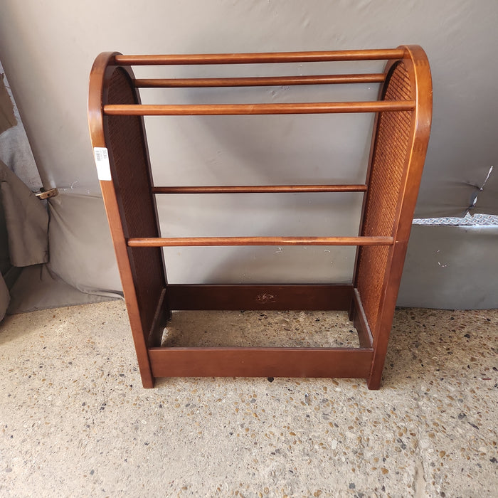 MAHOGANY AND RATTAN QUILT RACK