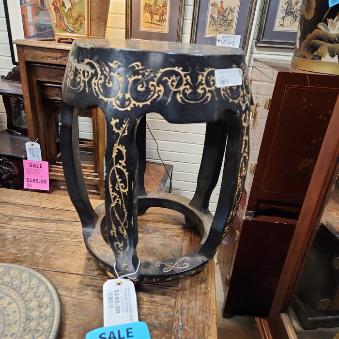 BLACK LACQUER AND GOLD CHINESE STAND