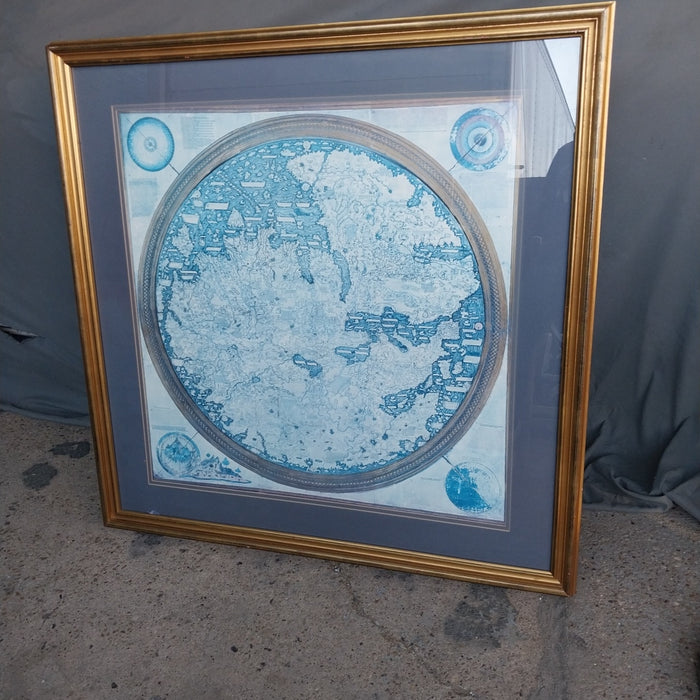 FARMED BLUE TONED SEAFARRING MAP