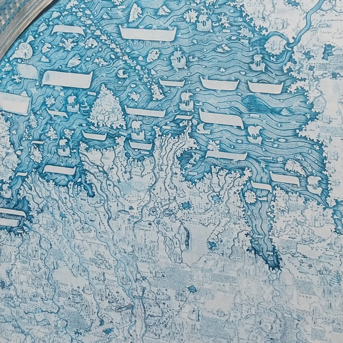 FARMED BLUE TONED SEAFARRING MAP