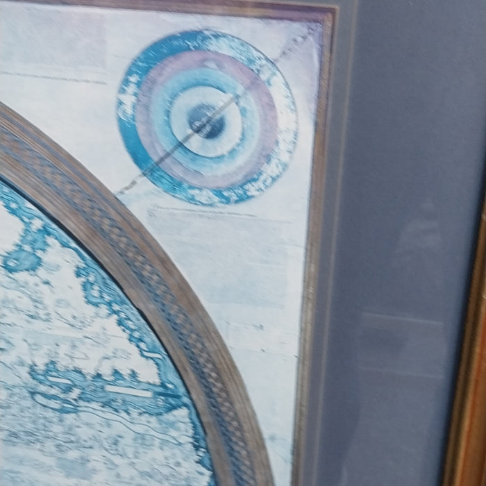FARMED BLUE TONED SEAFARRING MAP