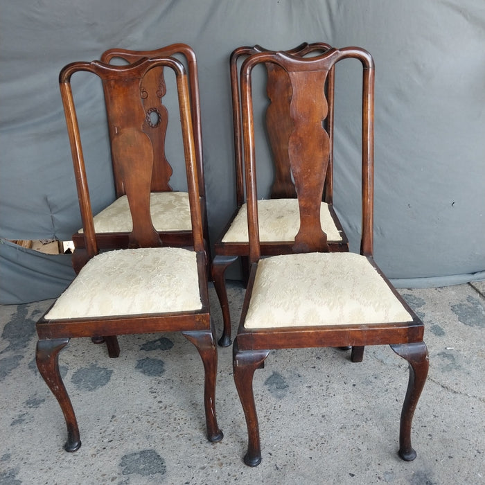 SET OF 4 ENGLISH WALNUT QUEEN ANNE CHAIRS