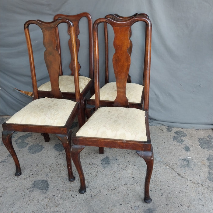 SET OF 4 ENGLISH WALNUT QUEEN ANNE CHAIRS