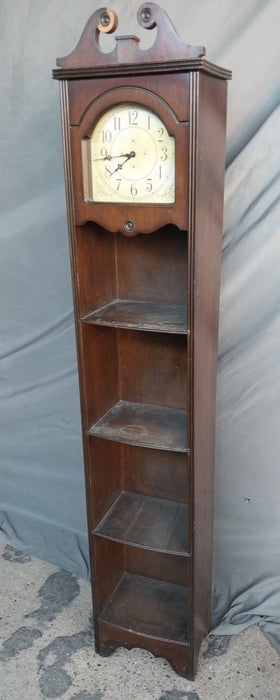 NARROW WOOD SHELF WITH CLOCK-NOT OLD