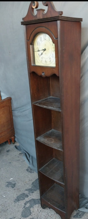 NARROW WOOD SHELF WITH CLOCK-NOT OLD