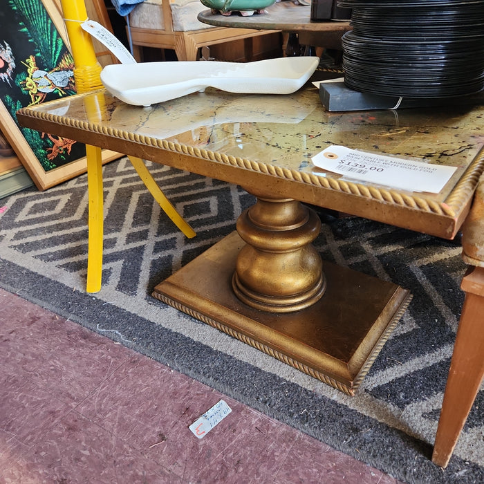 MID CENTURY MODERN GOLD BASE TABLE WITH GOLD FOIL