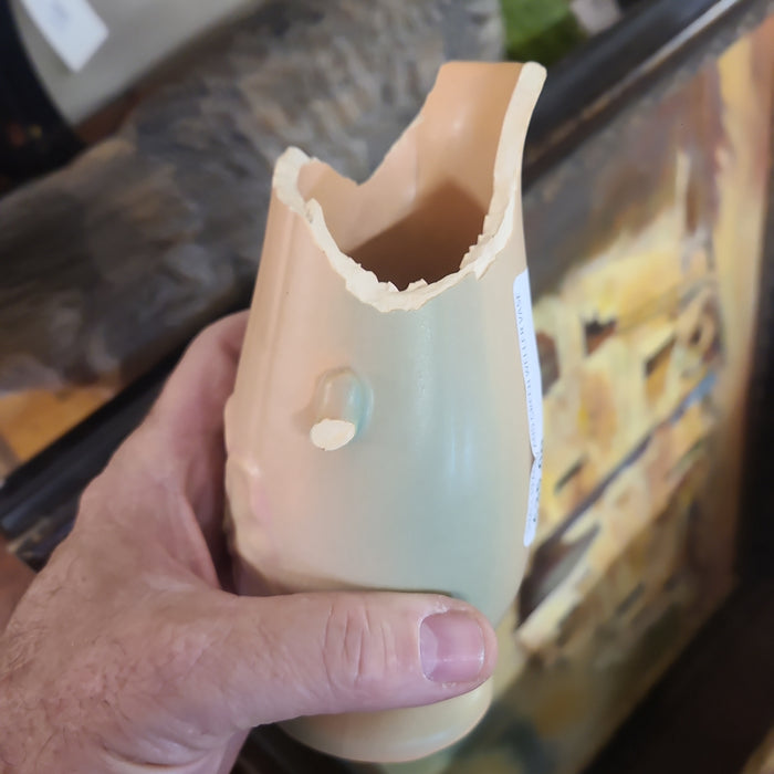 SMALL PEACHY AND GREEN WELLER VASE