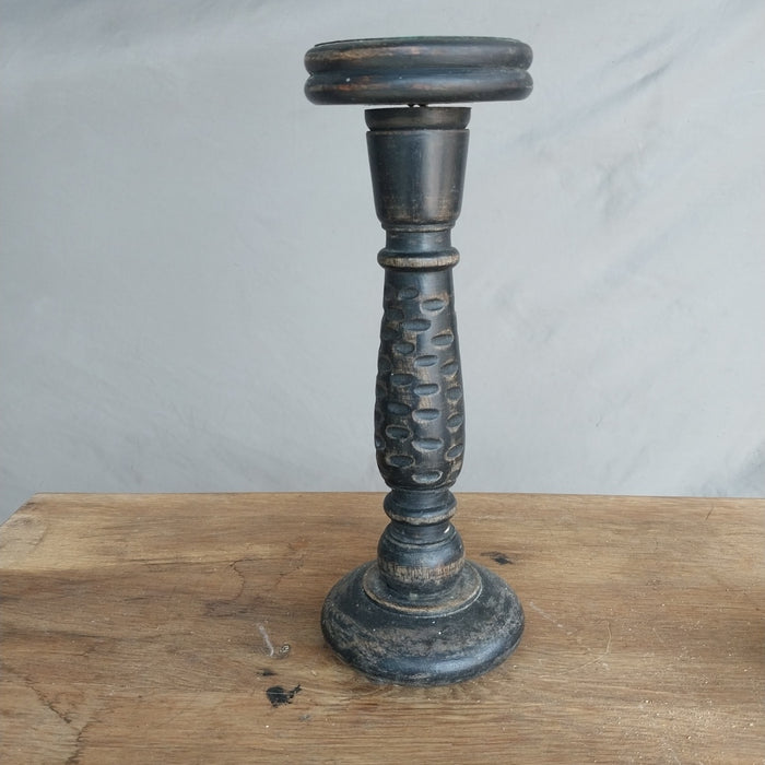 TALL WOOD BLACK TABLE TOP CANDLE STICK