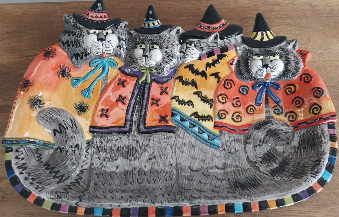 FITZ AND FLOYD HALLOWEEN CAT PLATE