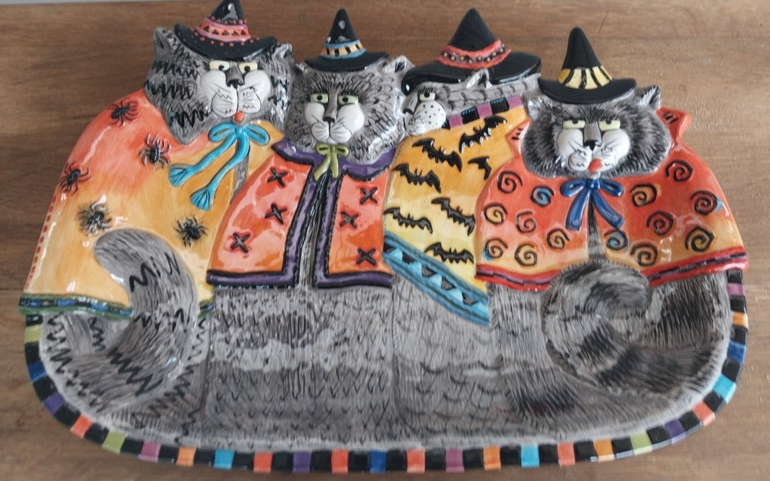 FITZ AND FLOYD HALLOWEEN CAT PLATE