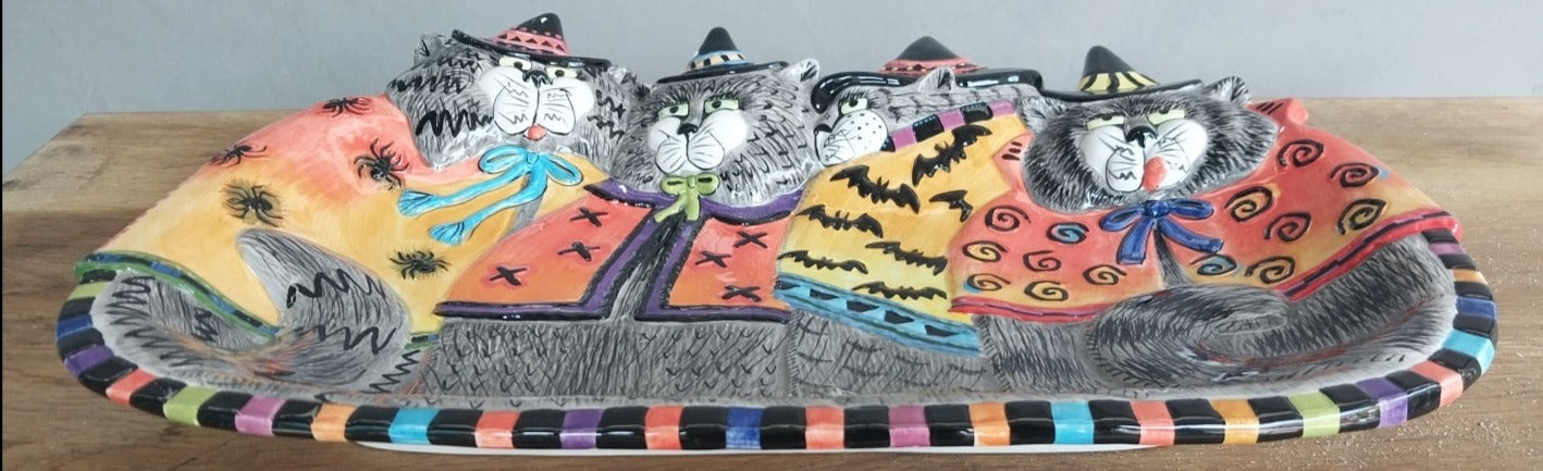 FITZ AND FLOYD HALLOWEEN CAT PLATE