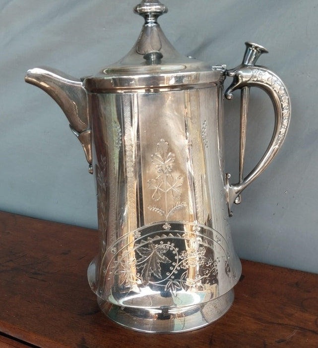 EMBOSSED SILVER PLATE ASTHETIC MOVEMENT WATER PITCHER-AS FOUND