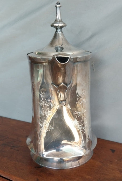 EMBOSSED SILVER PLATE ASTHETIC MOVEMENT WATER PITCHER-AS FOUND