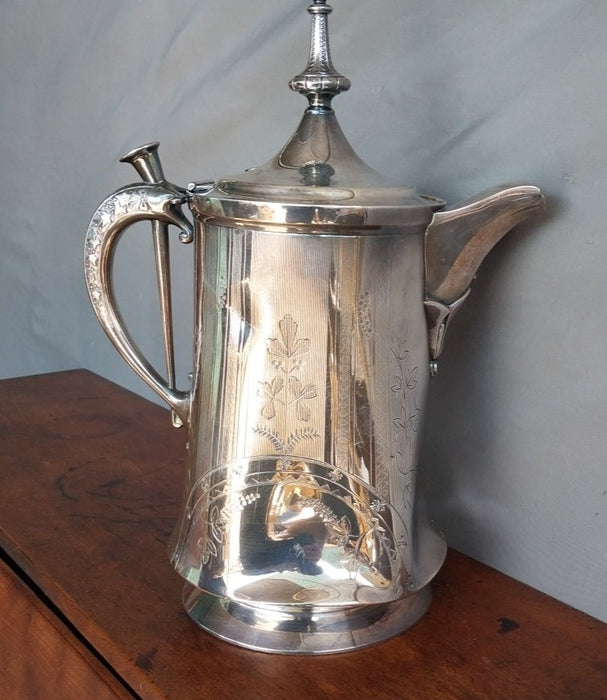 EMBOSSED SILVER PLATE ASTHETIC MOVEMENT WATER PITCHER-AS FOUND