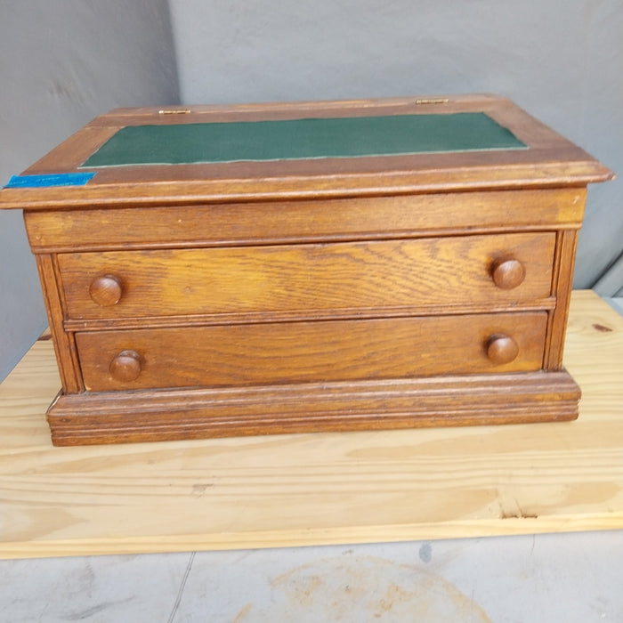 OAK WRITING SLOPE WITH 2 DRAWERS