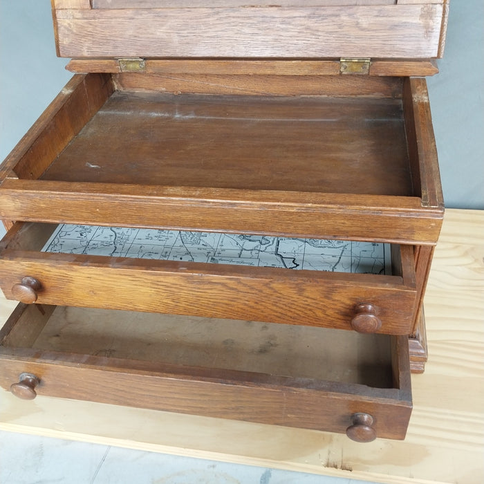 OAK WRITING SLOPE WITH 2 DRAWERS