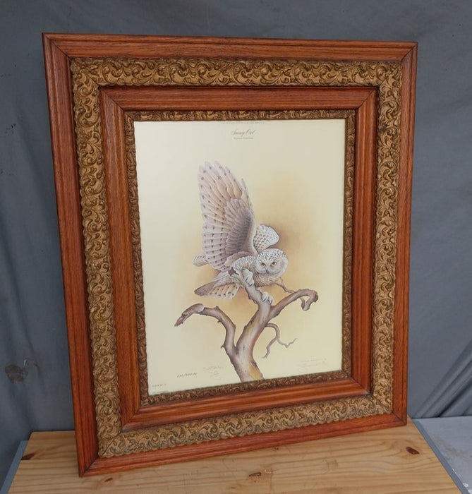 OWL PRINT IN ANTIQUE FRAME