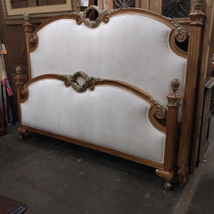 LOUIS XVI STYLE BED WITH VELVET UPHOLSTERY