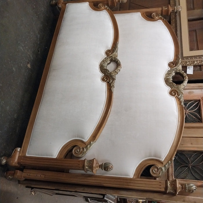 LOUIS XVI STYLE BED WITH VELVET UPHOLSTERY