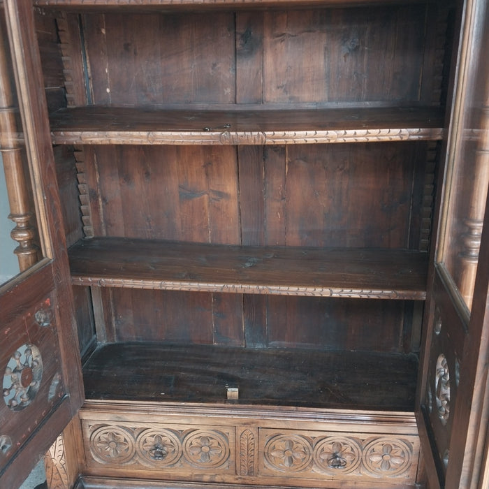 CARVED BRITTANY OAK BOOKCASE