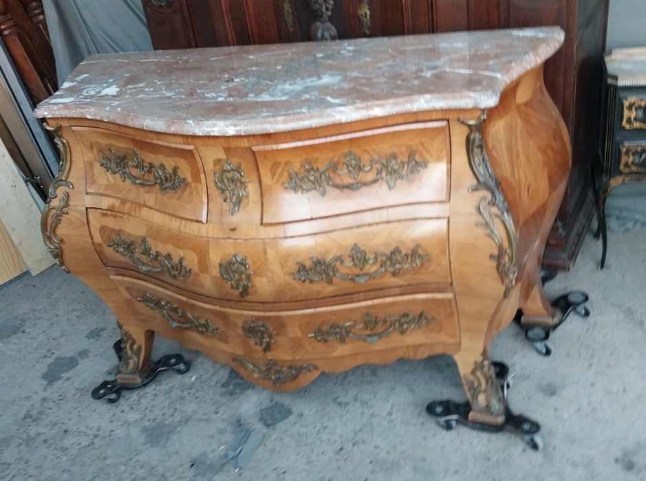 LARGE MARBLE TOP BOMBE CHEST
