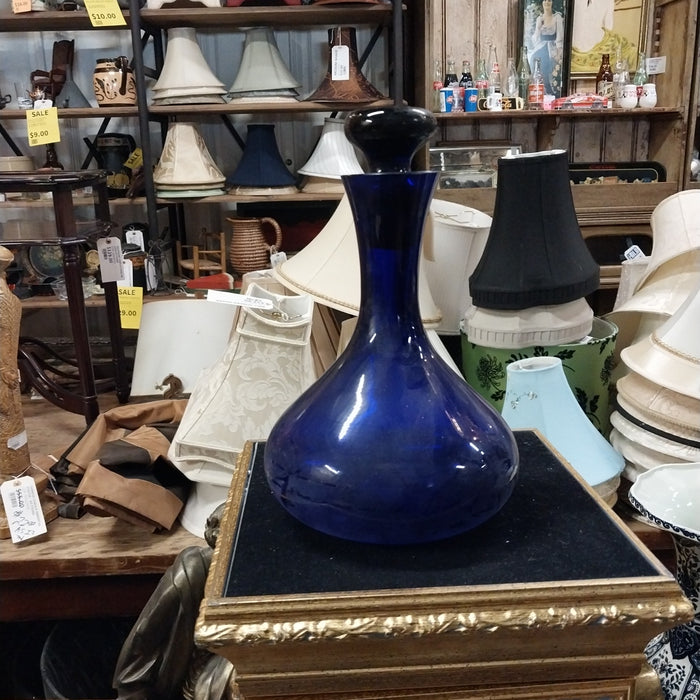 COBALT BLUE GLASS DECANTER