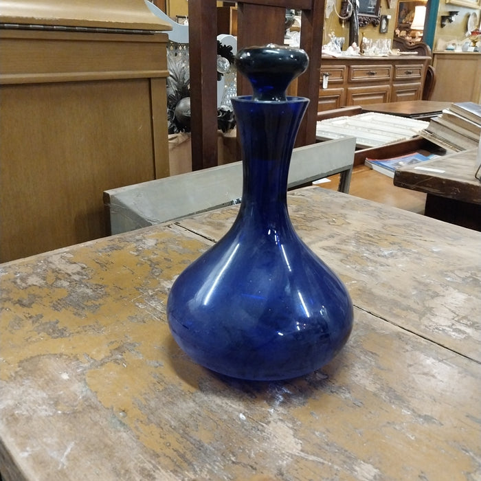 COBALT BLUE GLASS DECANTER